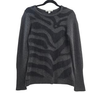 Autumn Cashmere Zebra Animal Print Fuzzy Sweater Sz S QuietLuxury As seen on TV